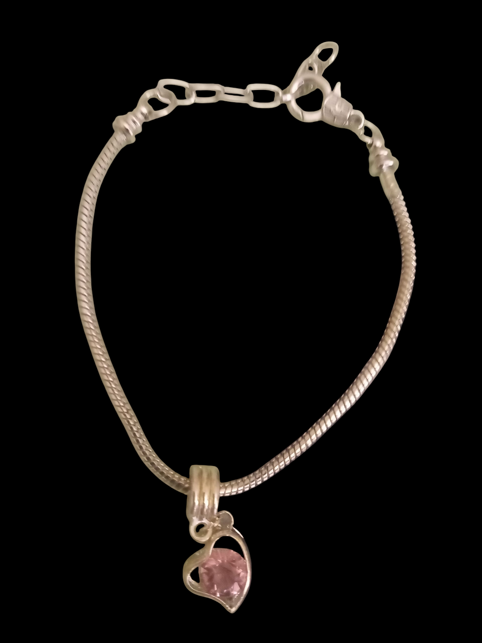 Thumbnail: Rose pink Floating Heart Bracelet 