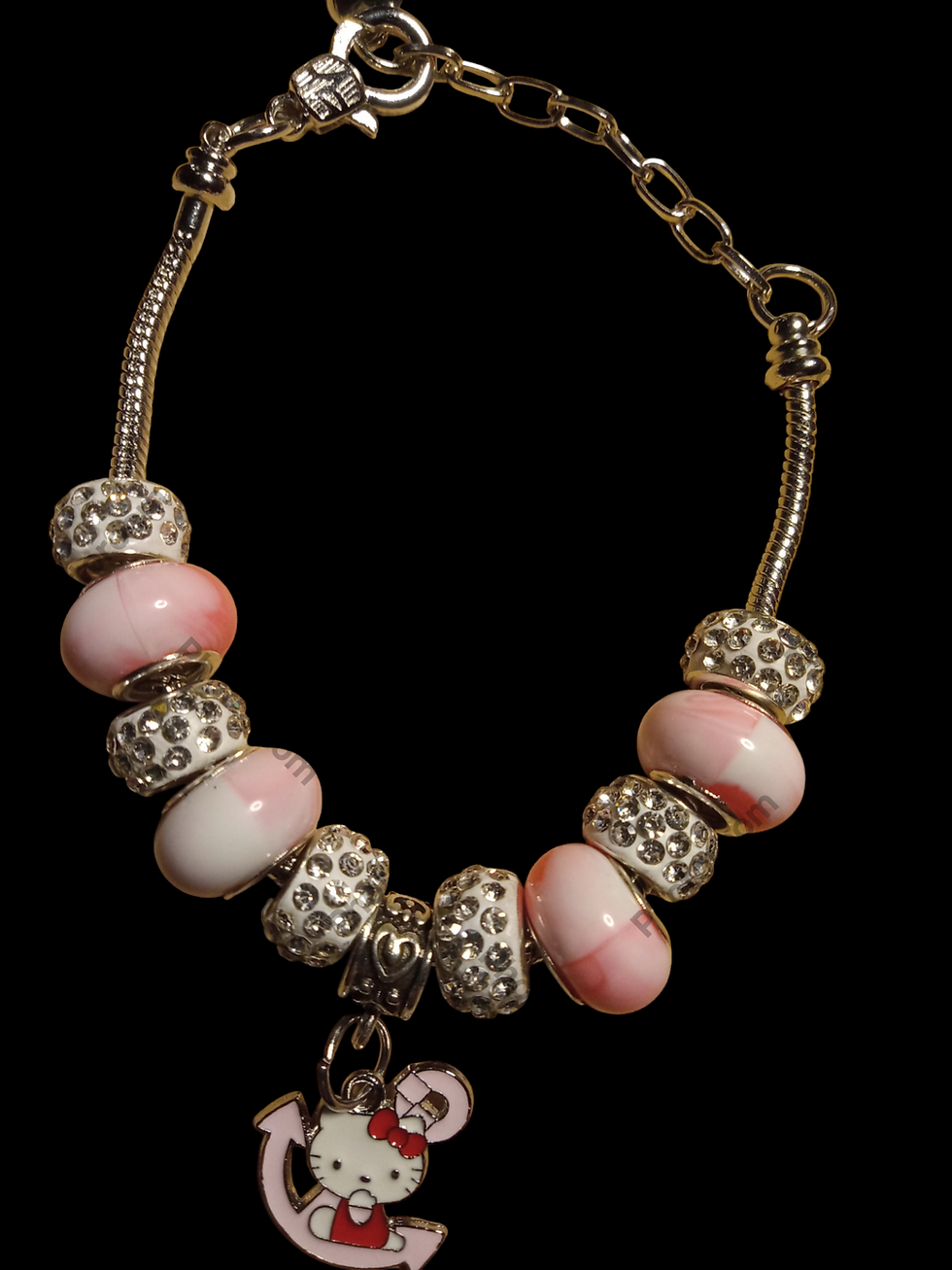Anchors Away Hello Kitty Keepsake Charm Bracelet Frosted Red and Pink