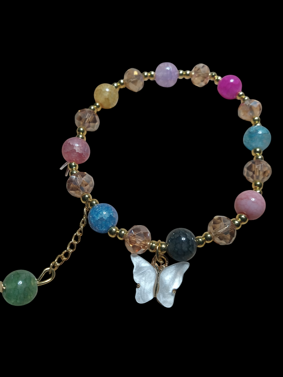 Thumbnail: Petite Spring Butterfly Glass Bead Bracelet