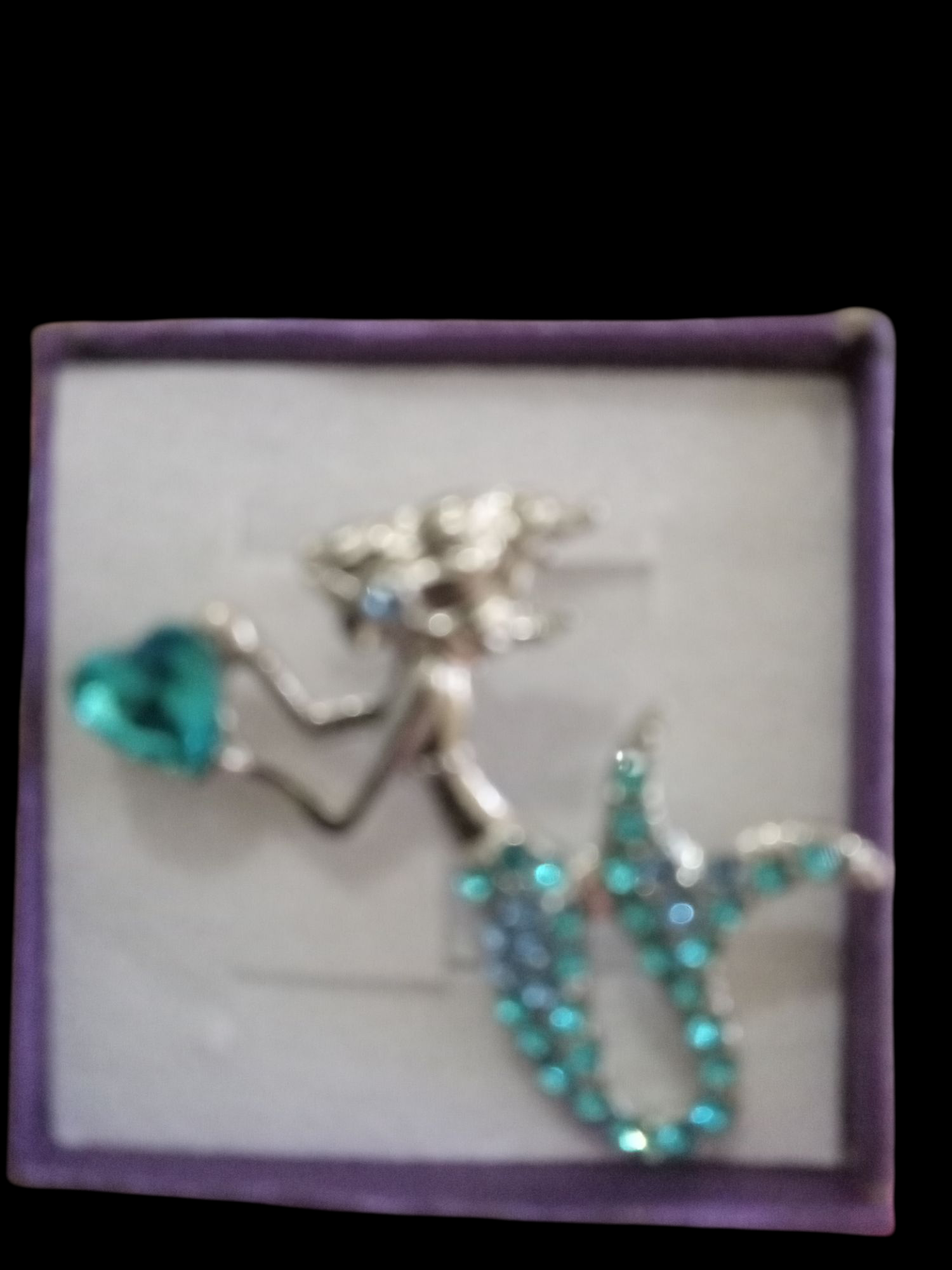 Aqua Blue Mermaid Pendant with heart 