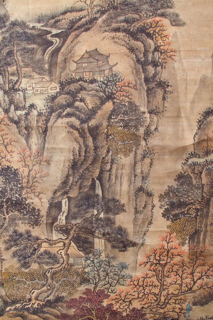 Thumbnail: Chinese Silk painting signed Long Qiao Xiao Mao