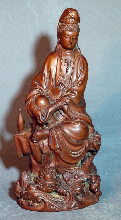 Chinese Highly Detailed Huang Yang Carved Guanyin