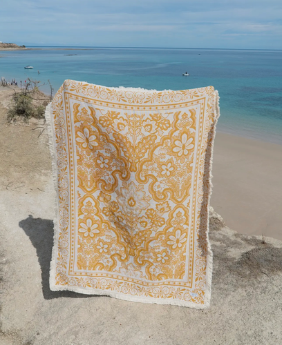 Beachy Throw Rug Sunset Picnic Beach Throw Rug | Folklore Clothing