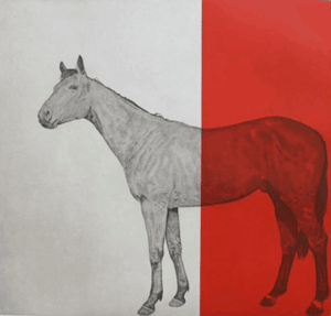 An example of Guy Allen's etchings, this one being a horse