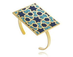 A Gold Vermeil Aryana Inlay cuff bracelet with Turquoise and Lapis