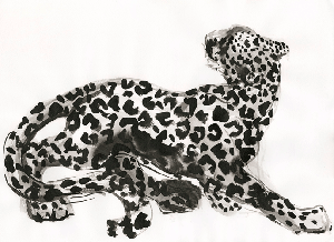 Indian ink painting called "The Leopard" by Alice Shirley