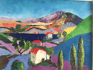 Oil painting called "Countryside near Avignon" by Annabel Ridley