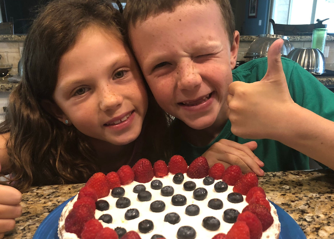 Kids made blueberry pie