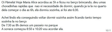 feedback das mães a rotina ideal