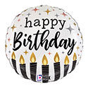 18" Mylar Helium HB Birthday Candles black and gold