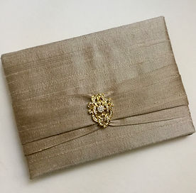 Silk keepsake wedding invitations by Lucky Invitations.