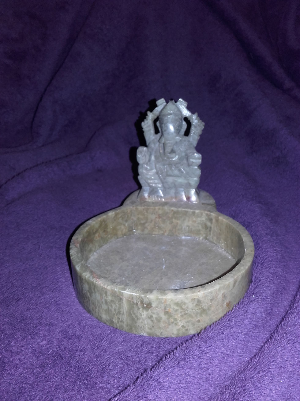 Miniatura: Ganesha Mármol Marrón Base Circular