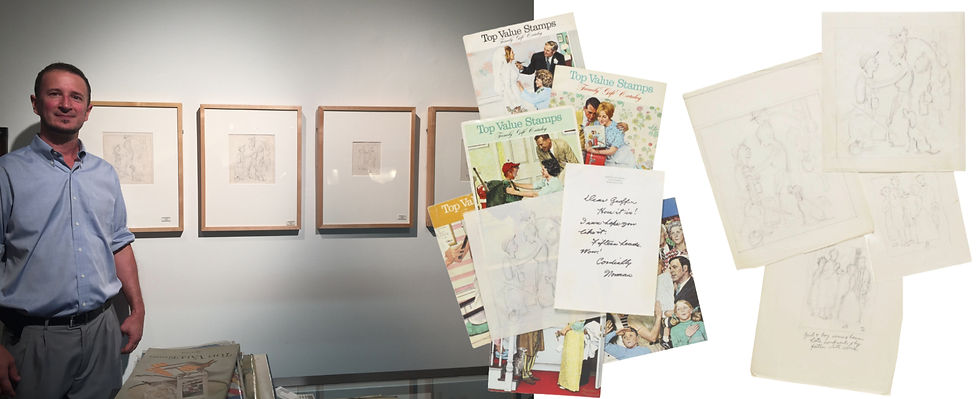 Valuables Appraisal Service CEO Danny Triplett pictured with the Norman Rockwell Archives, Sotheby's.