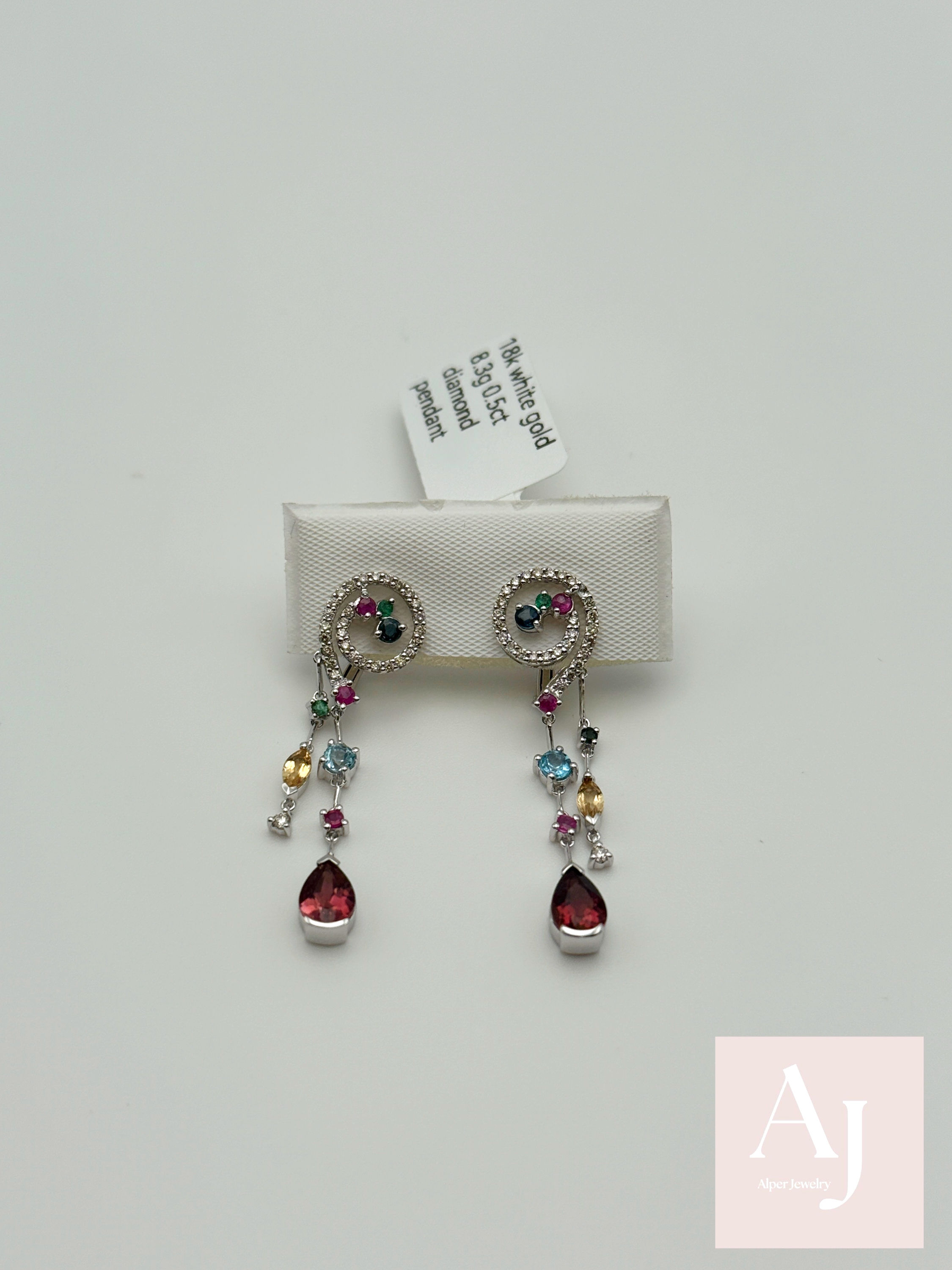 18k white gold Multistone earring