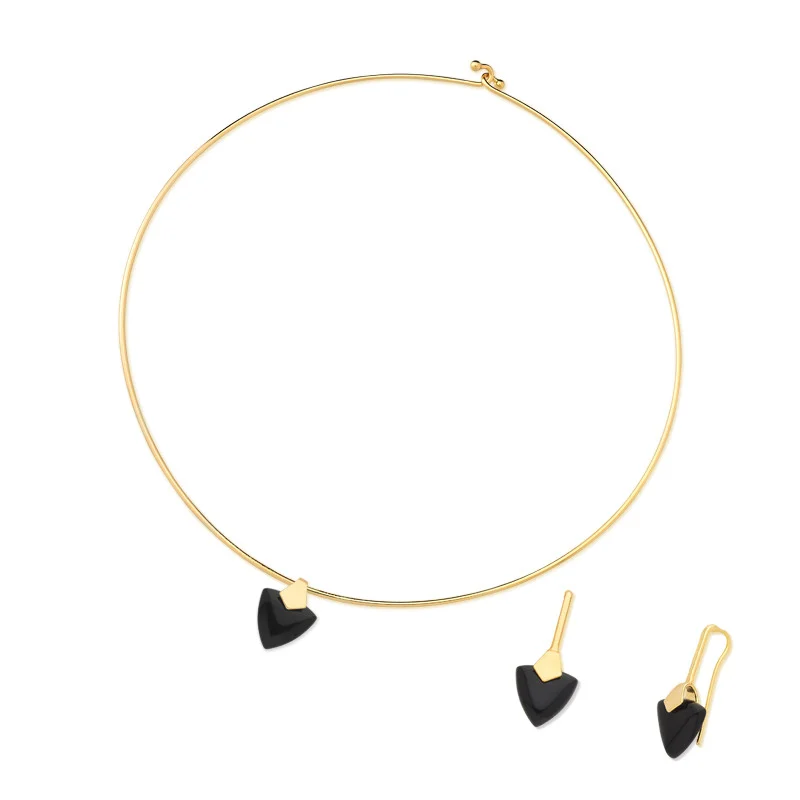 CONJUNTO GARGANTILHA COM PEDRA NATURAL