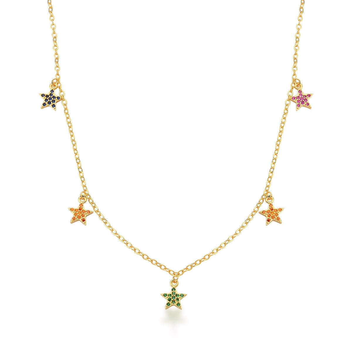 COLAR COM PINGENTE DE ESTRELAS COLORIDAS