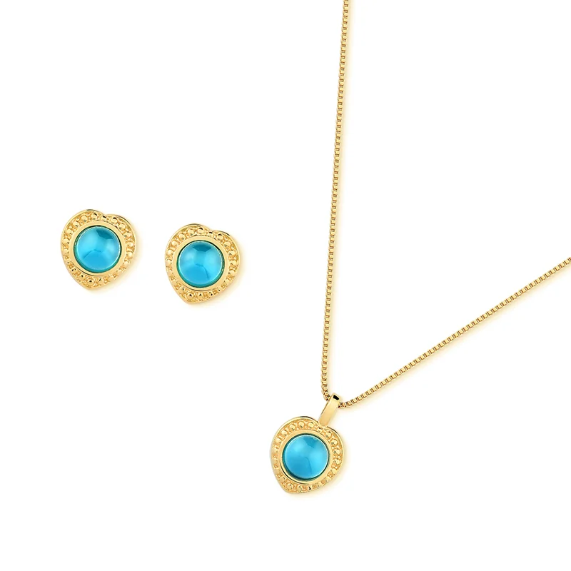 CONJUNTO CORAÇÃO COM PEDRA NATURAL