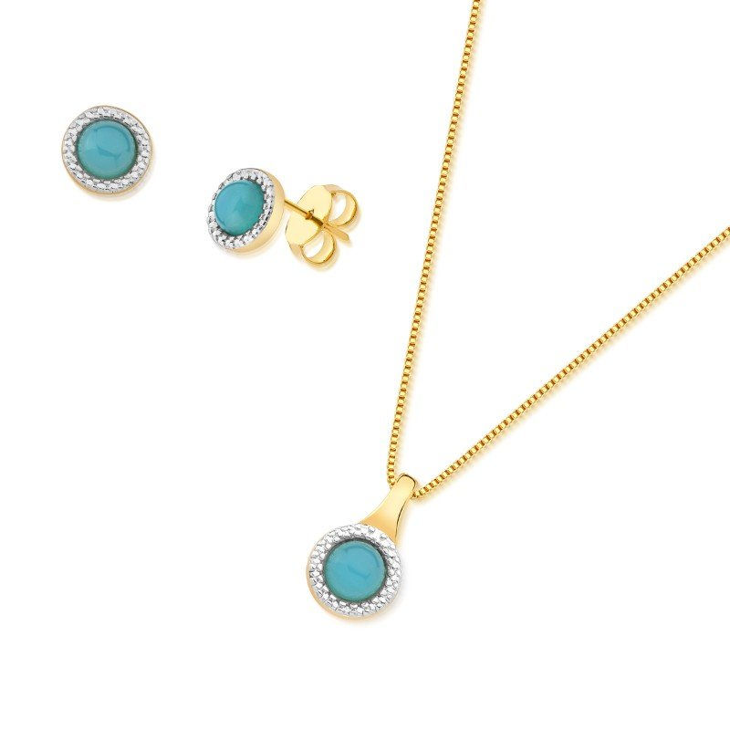 CONJUNTO FOLHEADO A OURO E RÓDIO BRANCO