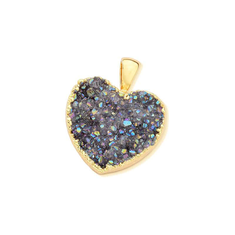 PINGENTE DE CORAÇÃO COM PEDRA NATURAL