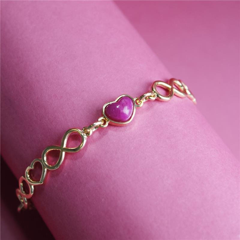 Miniatura: PULSEIRA COM PEDRA NATURAL CORAÇÃO INFINITO