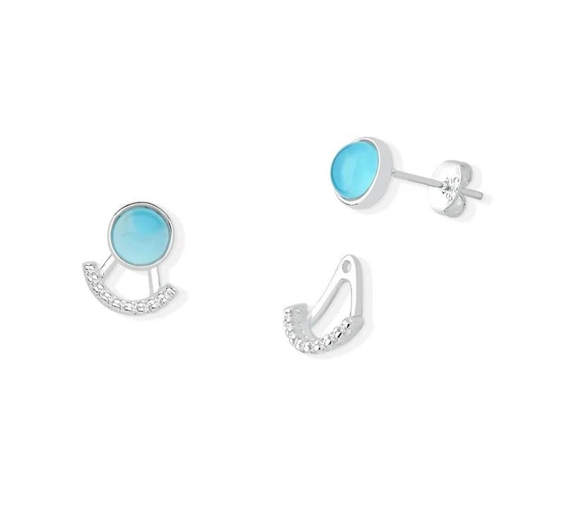 BRINCO 2 EM 1 DE PRATA COM PEDRA NATURAL