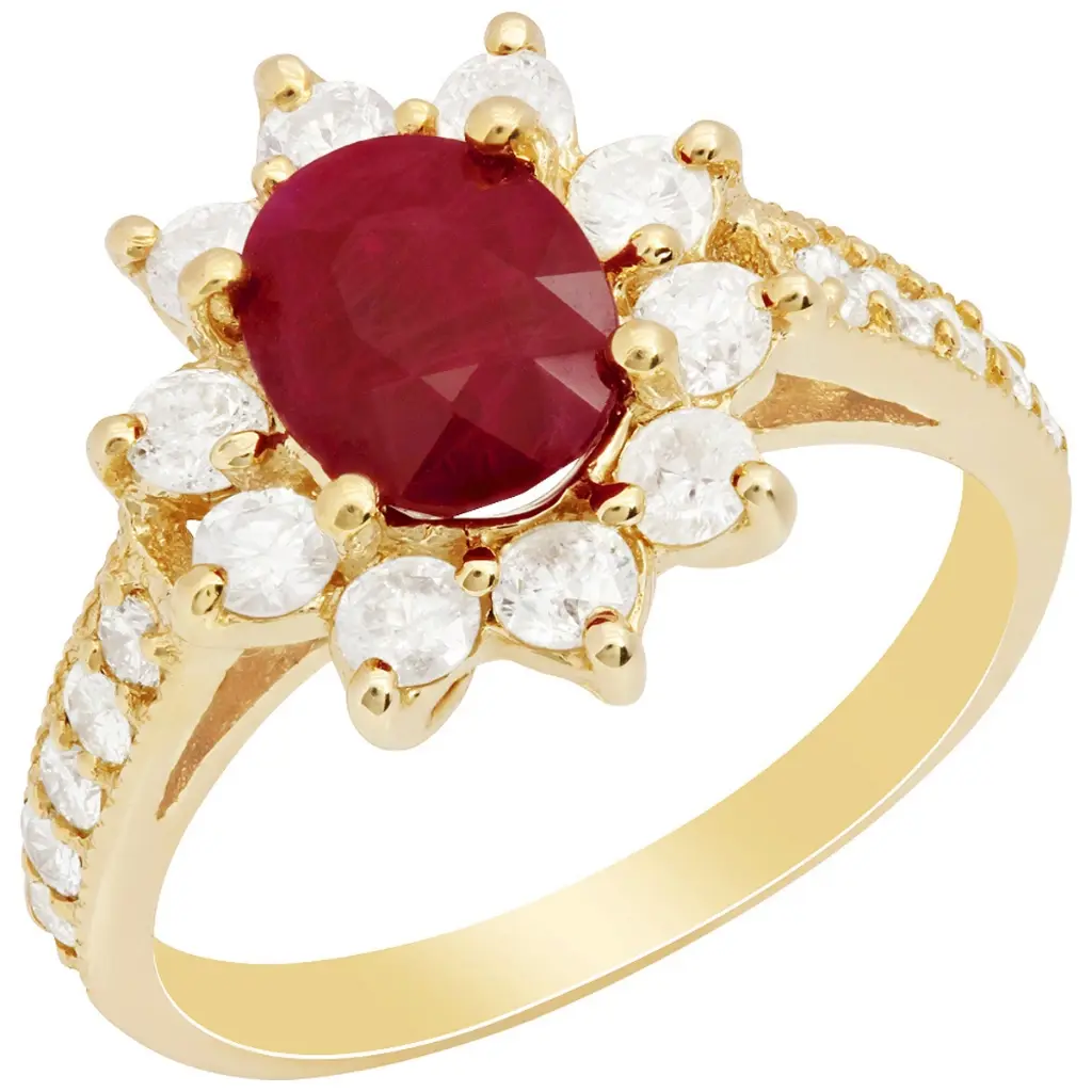 14K Yellow Gold Ruby & Diamond Ring – Regal Elegance in Every Detail