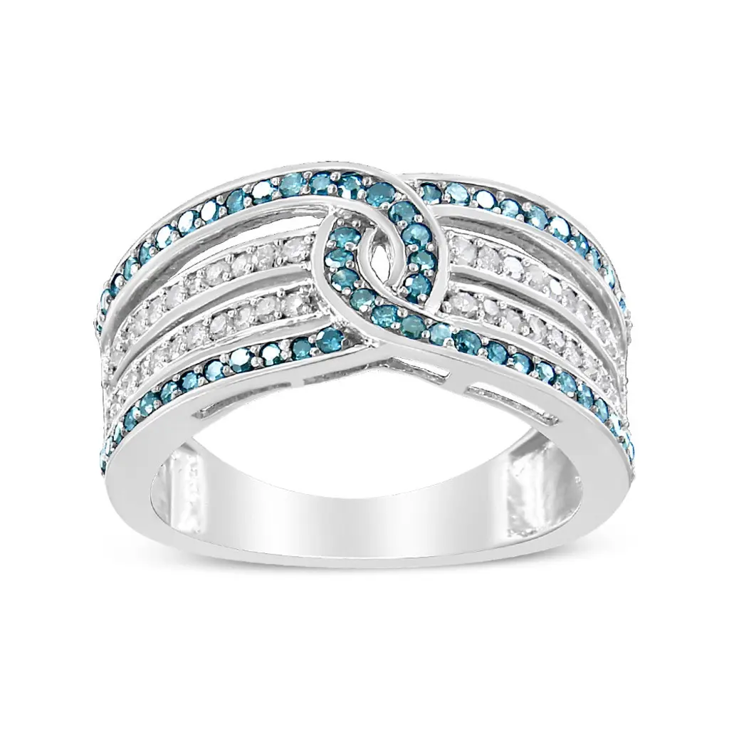 Exquisite 0.52ct White & Blue Diamond Bypass Ring