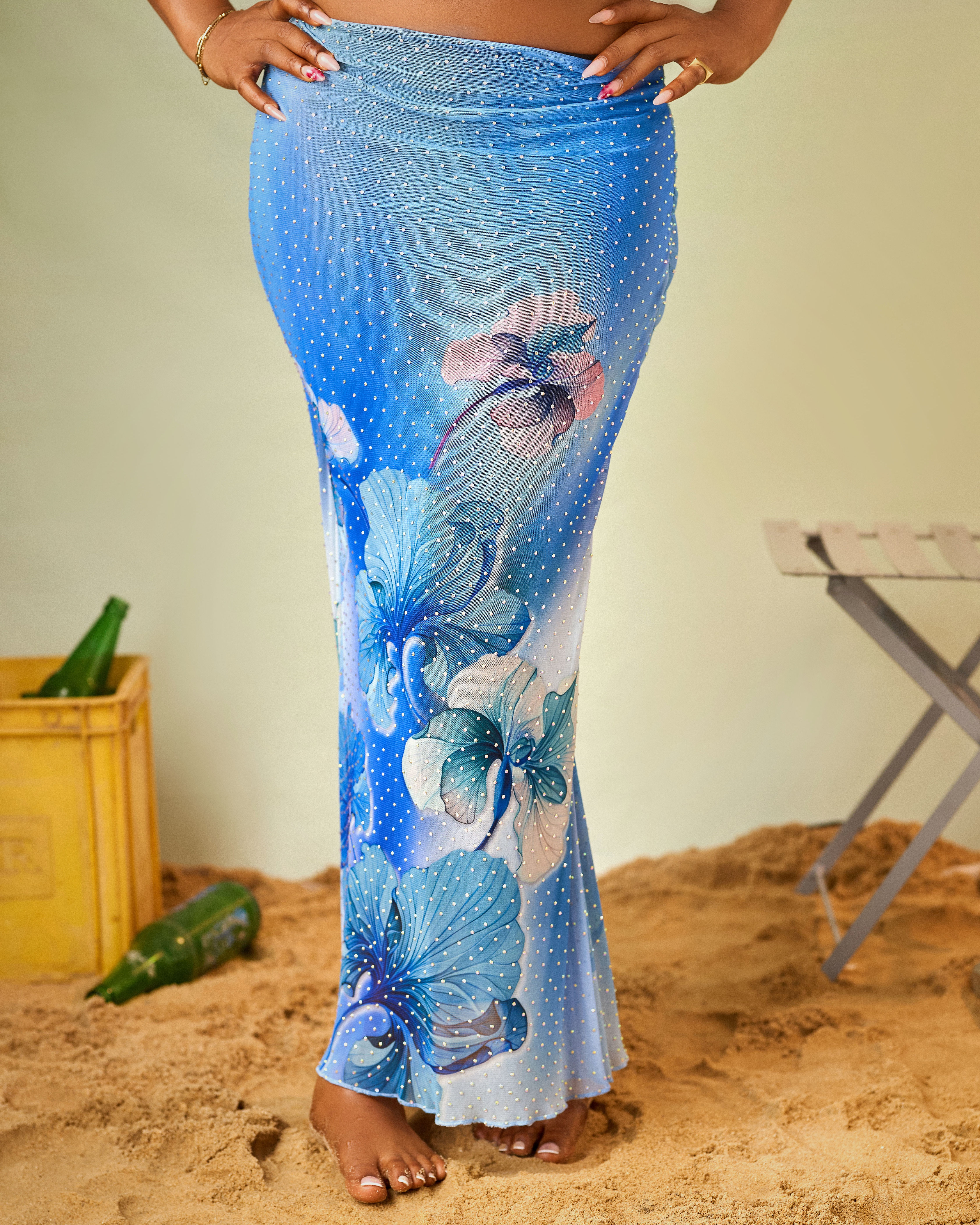 SUNBURST SKIRT - BABY BLUE