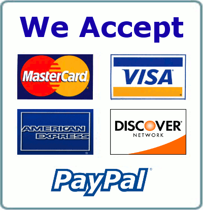 Accepting MasterCard, Visa, American Express, Discover & PayPal