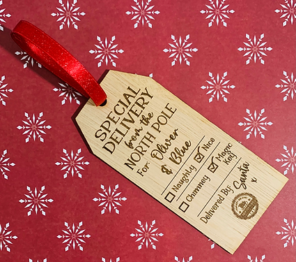 Personalised Engraved Wooden Gift Tag Decoration Naughty & Nice List
