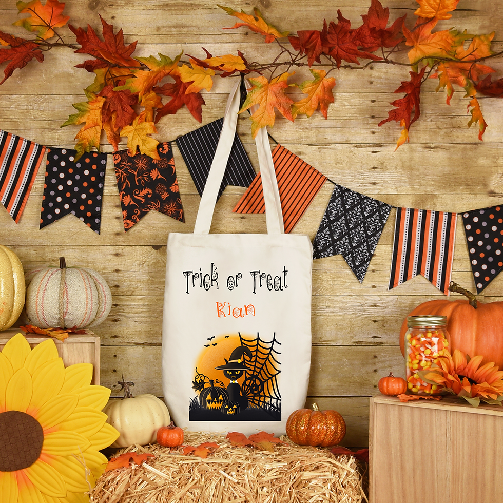 Thumbnail: Personalised Trick or Treat Halloween Tote Bag