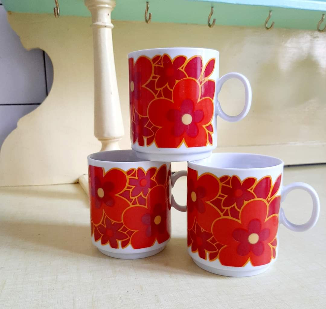 Lot de 3 tasses oranges