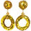 Thumbnail: Oversized Gold Sequin Disco Donut Dangle Clip Earrings
