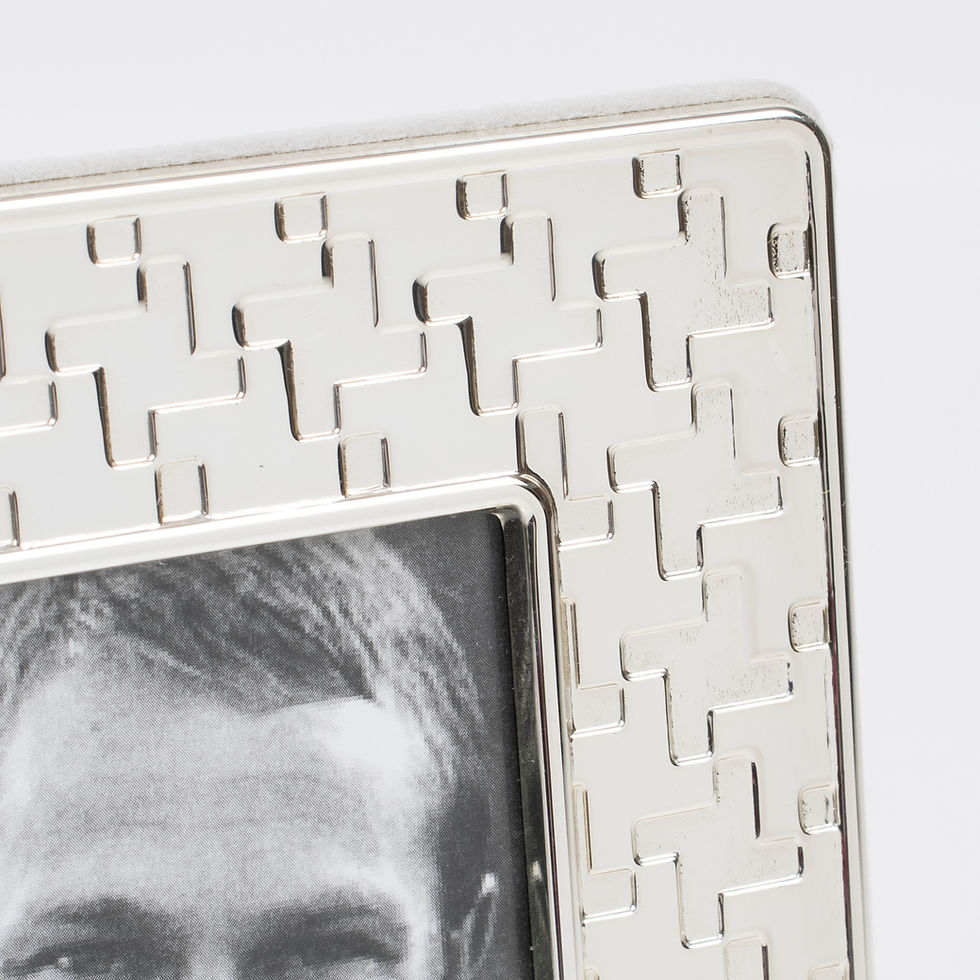Thumbnail: Christian Dior Paris Silver Plate Picture Frame Pied de Coq Pattern