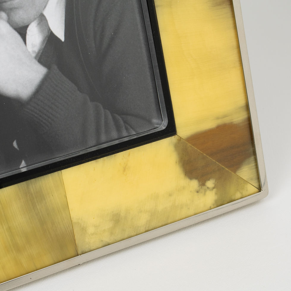 Thumbnail: Modernist Chrome and Horn Inlaid Picture Frame, circa 1970