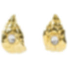 Ines de la Fressange Paris Jeweled Clip Earrings Gilt Metal Carved Leaf