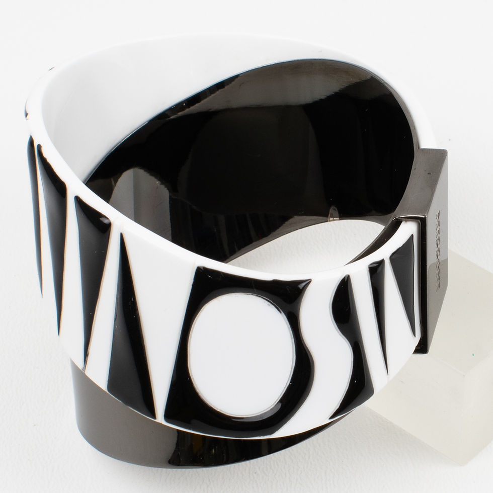 Thumbnail: Missoni Italy Black & White Metal and Lucite Bracelet Bangle Runway Spring 2014