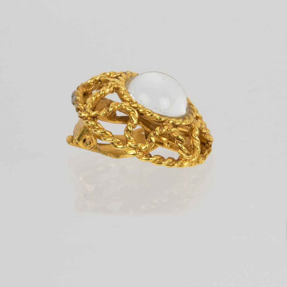 Thumbnail: Alexis Lahellec Paris Clip Earrings Gilt Metal with Mirrored Glass Cabochons