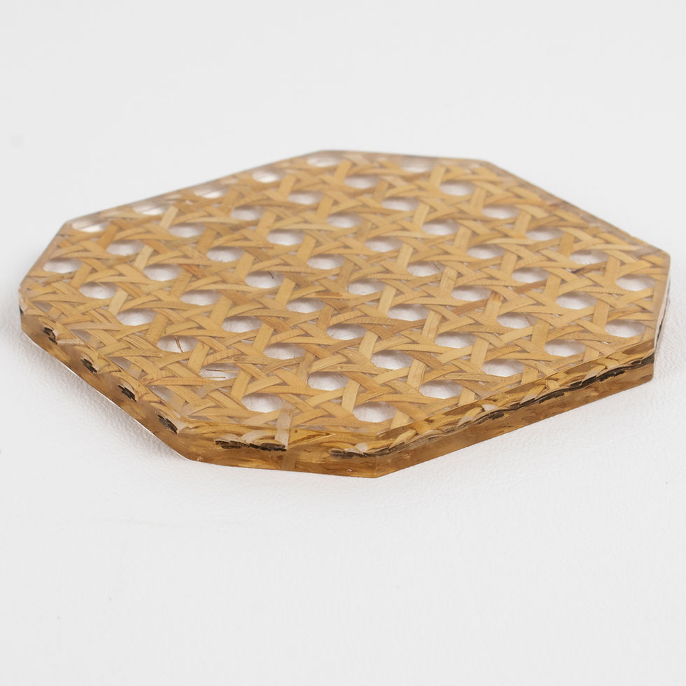 Thumbnail: Christian Dior Collection Lucite and Rattan Cocktail Coasters Set