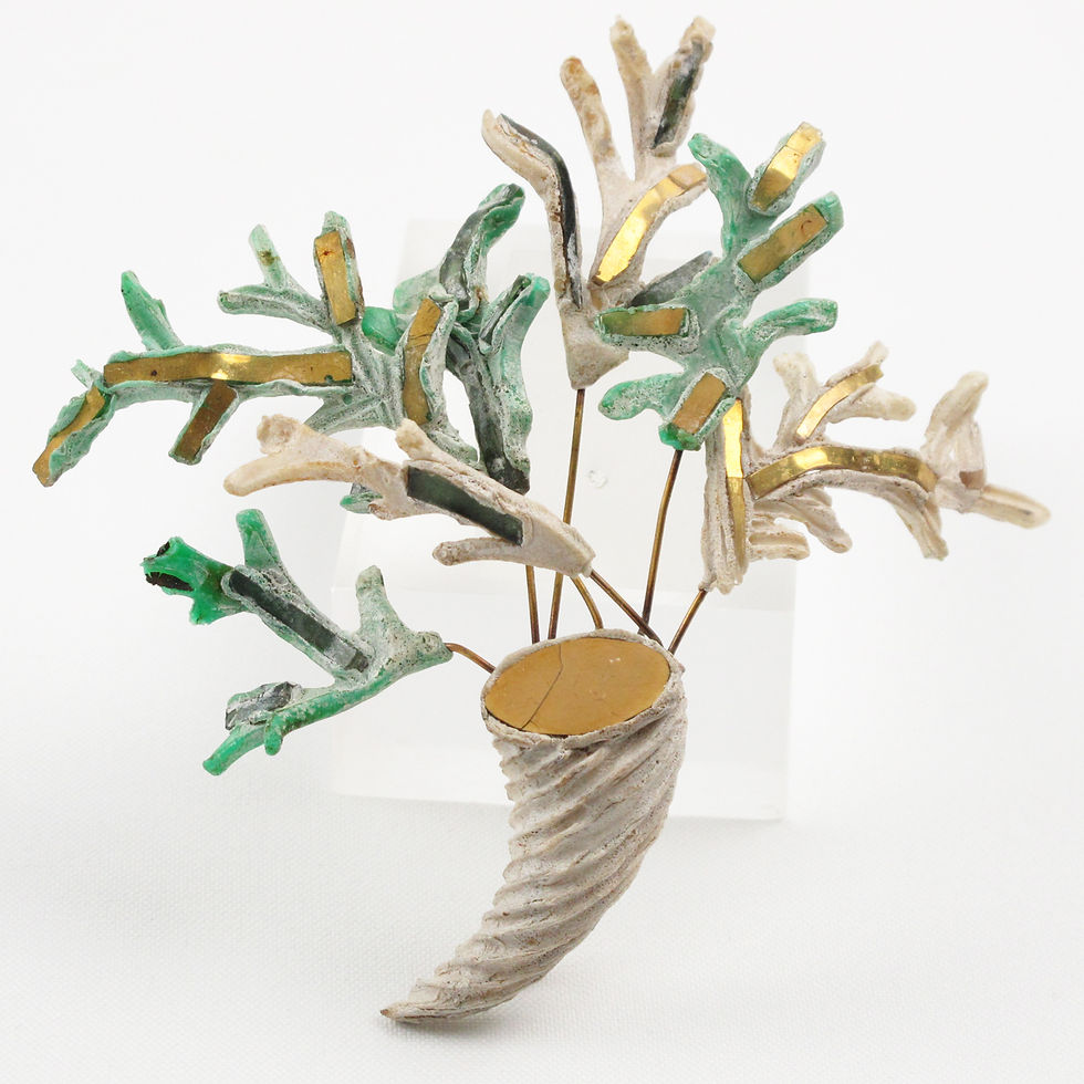 Thumbnail: Line Vautrin Talosel and Mirror Cornucopia Brooch Pin