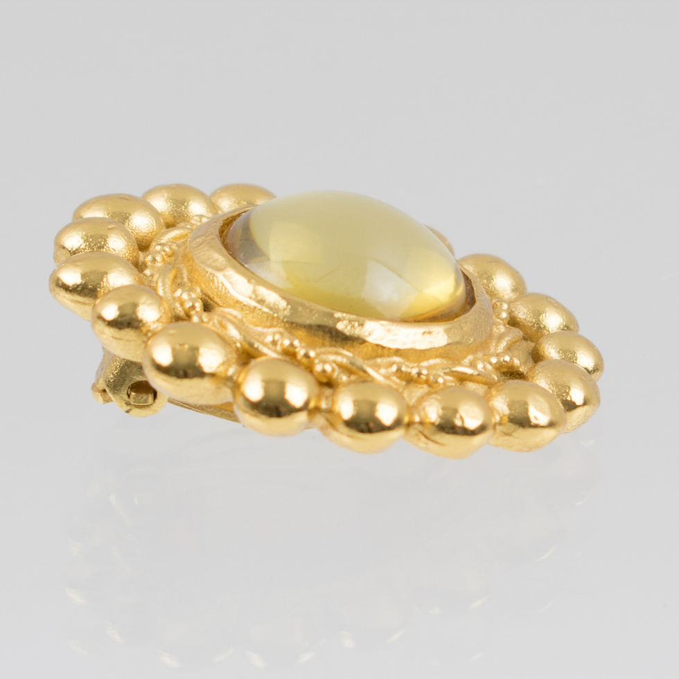 Thumbnail: Sonia Rykiel Jeweled Clip Earrings with Yellow Resin Cabochons