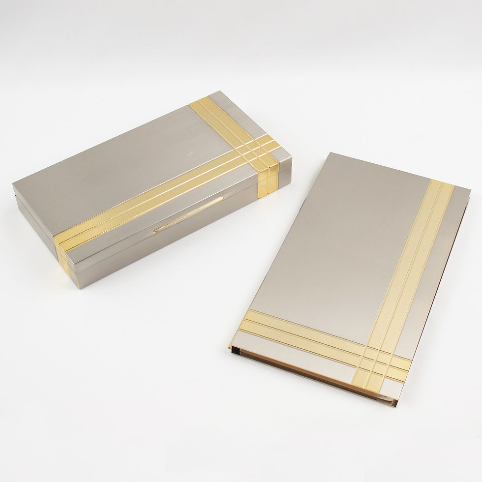 Thumbnail: Noel BC Italy Modernist Chrome and Brass Desk Agenda and Box