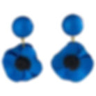 Cilea Paris Dangle Resin Clip Earrings Cobalt Blue Poppy Flower
