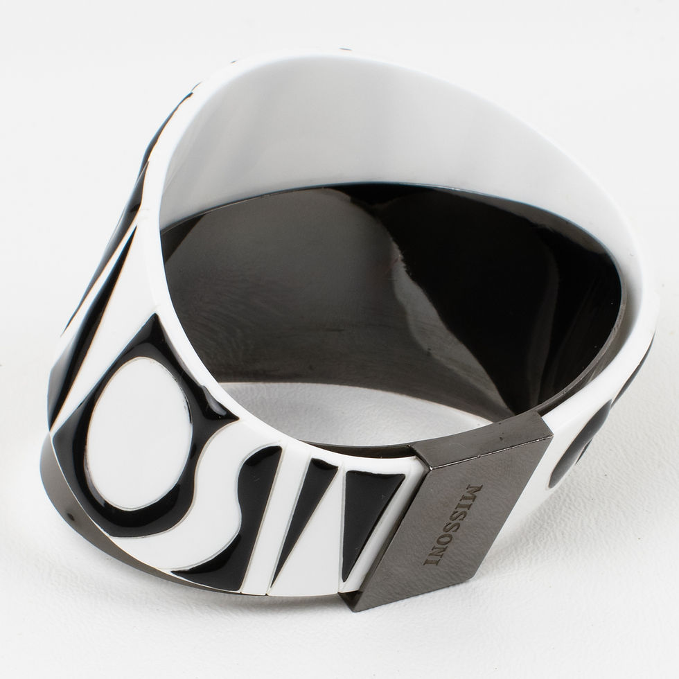 Thumbnail: Missoni Italy Black & White Metal and Lucite Bracelet Bangle Runway Spring 2014