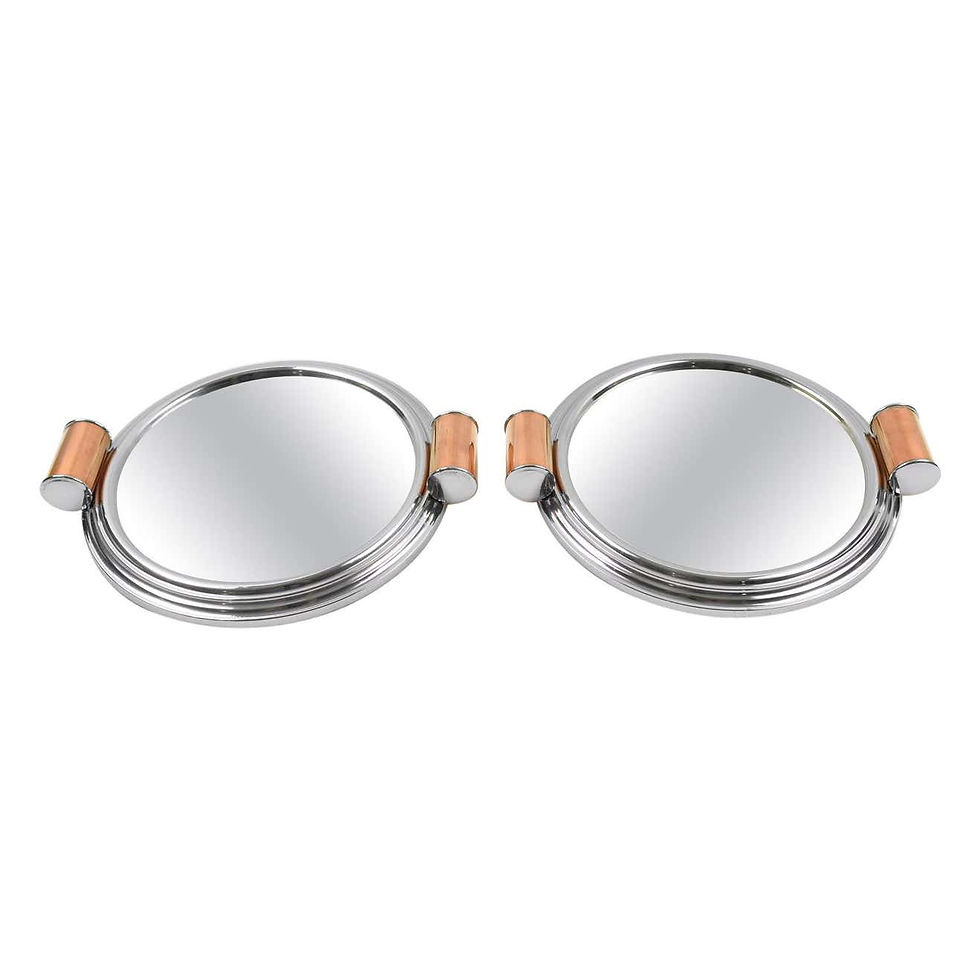 Art Deco Aluminum, Mirror and Copper Barware Tray, a pair