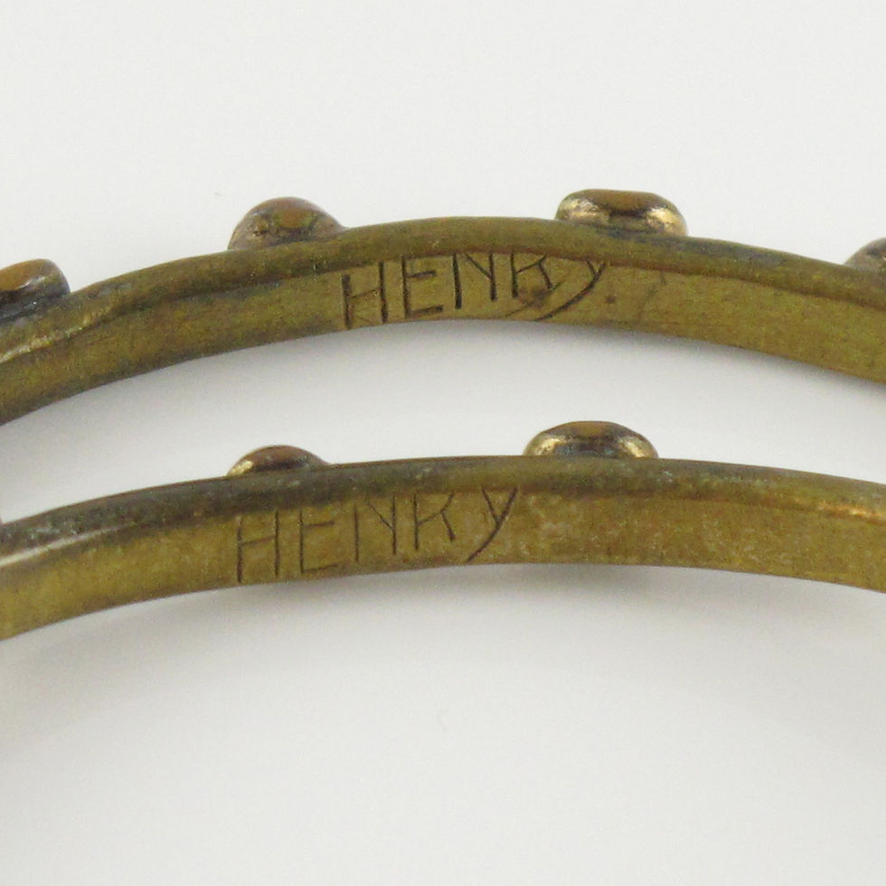 Thumbnail: Henry Perichon Jeweled Bronze Bracelet Bangle Spacer, set of 8 pieces