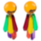 Harriet Bauknight for Kaso Massive Multicolor Acrylic Resin Dangle Clip Earrings