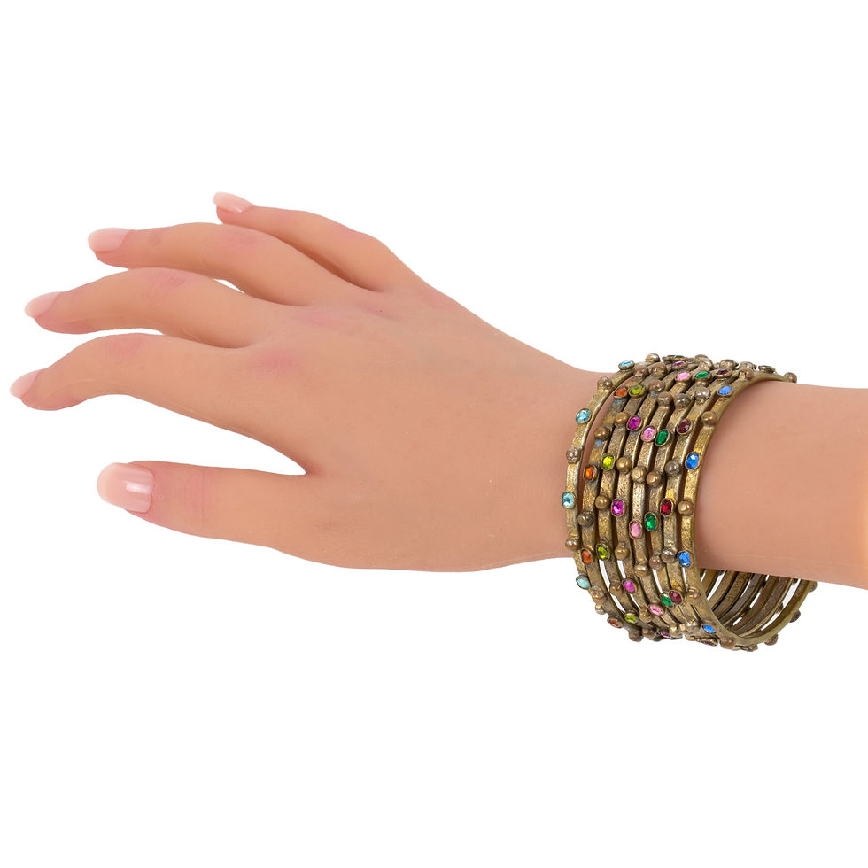 Henry Perichon Jeweled Bronze Bracelet Bangle Spacer, set of 8