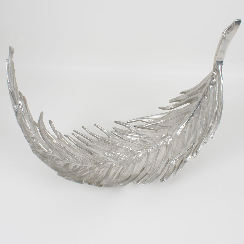Thumbnail: Arthur Court Aluminum Palm Frond Tray Centerpiece, set of 2, 1977