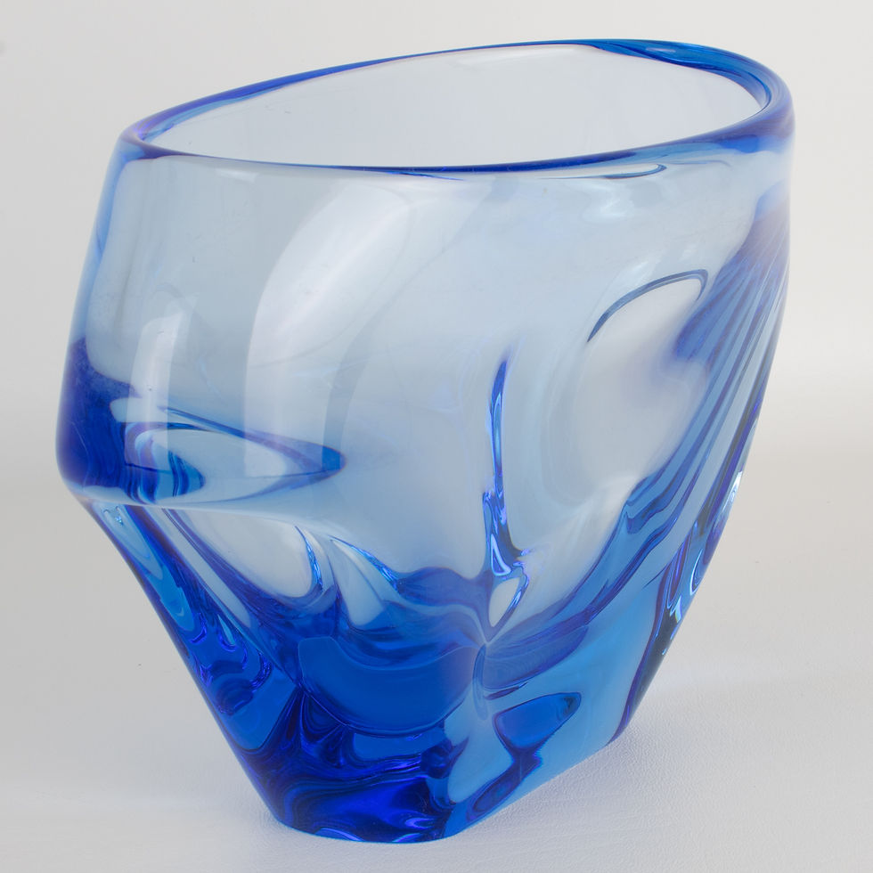 Thumbnail: Daum France Modernist Blue Crystal Vase, circa 1950
